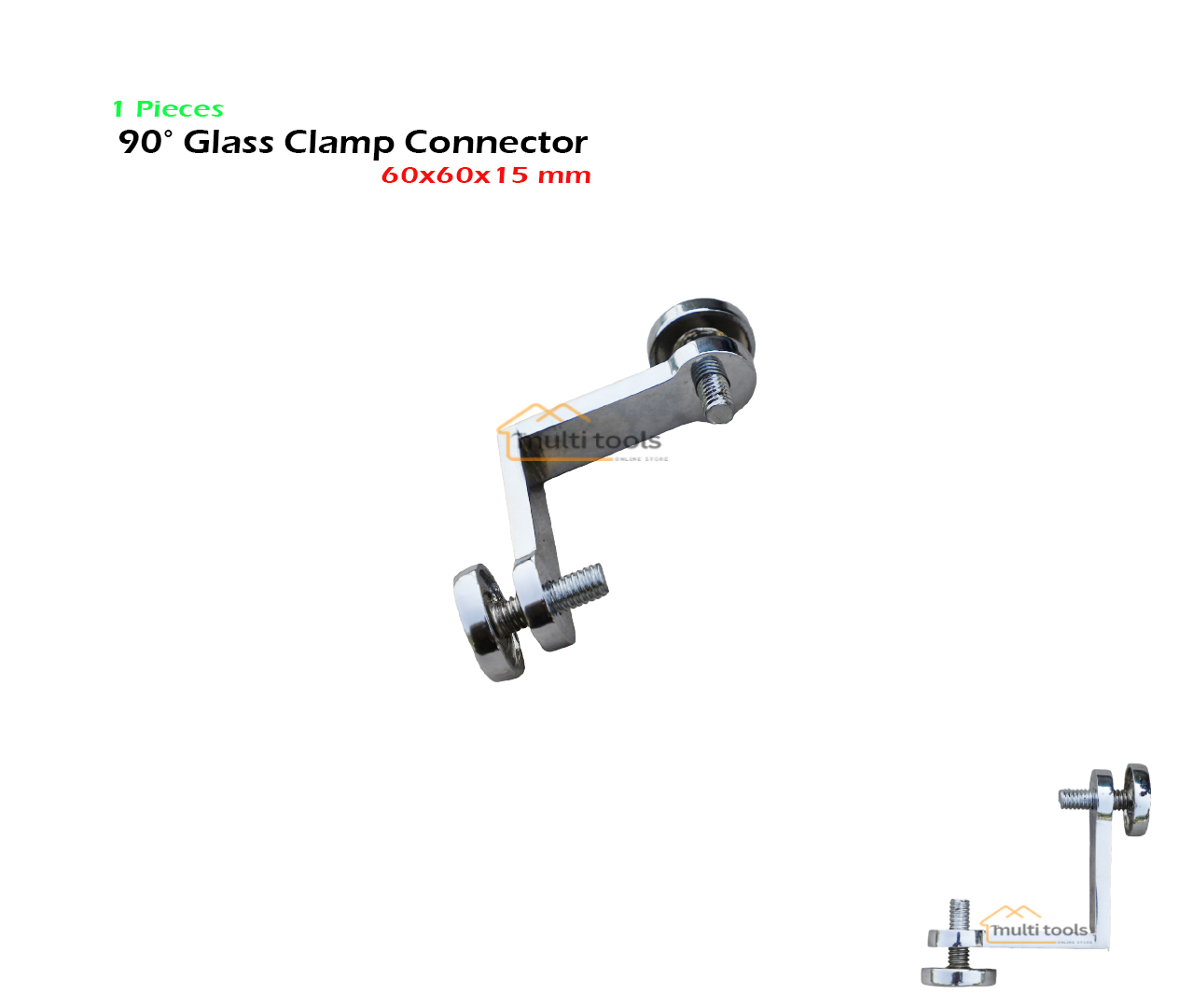 90° Glass Clamp Connector (60X60X15 Mm)